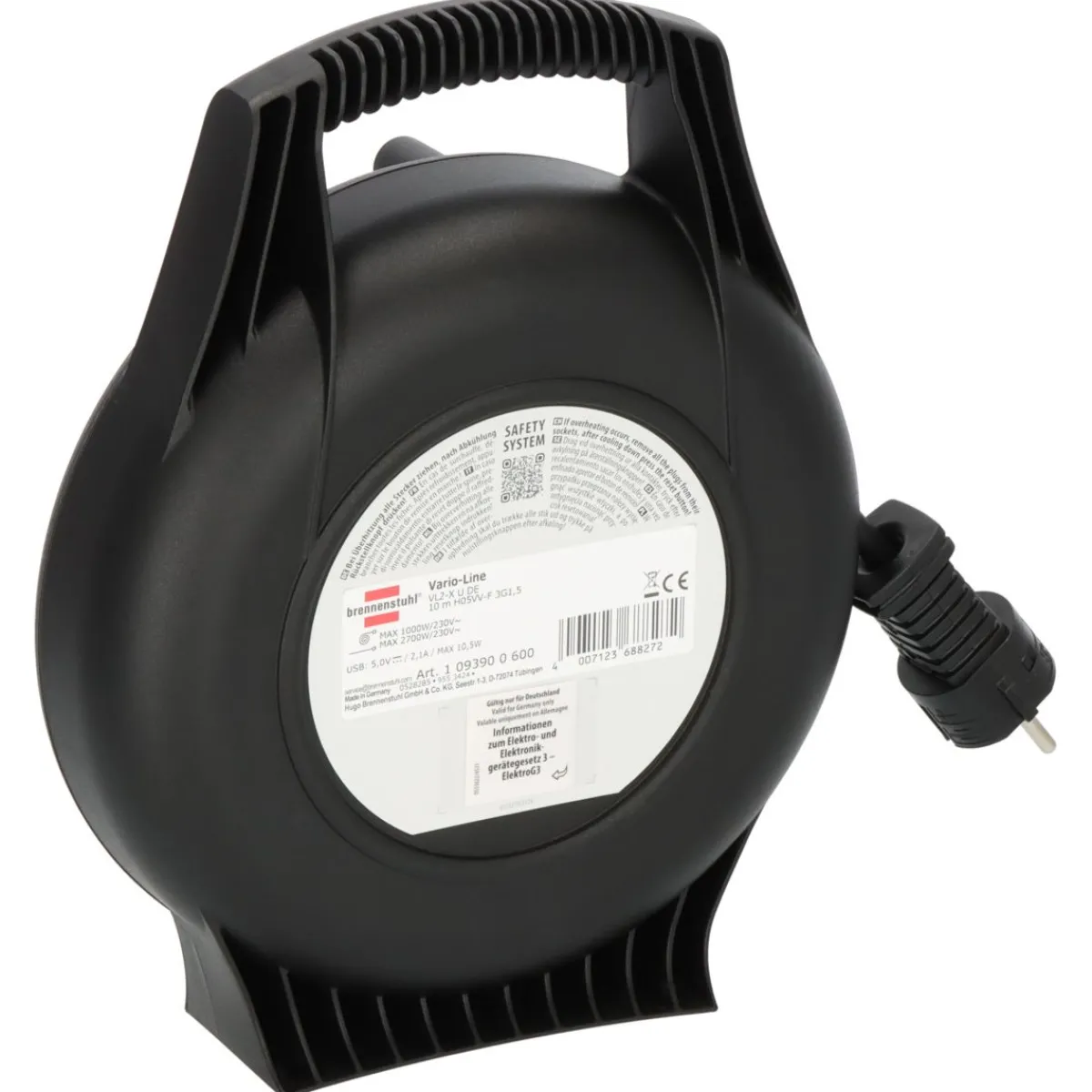 Discount Brennenstuhl Kabelbox Vario-Line VL2-X 10m USB4-fach schwarz H05VV-F 3G1,5 2xUSB