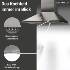 Discount Respekta Kaminhaube Edelstahl CH22058IXB60 CM
