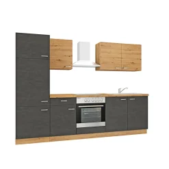 Best Küchenzeile Alina Eiche Artisan Matera anthrazit 270 cm