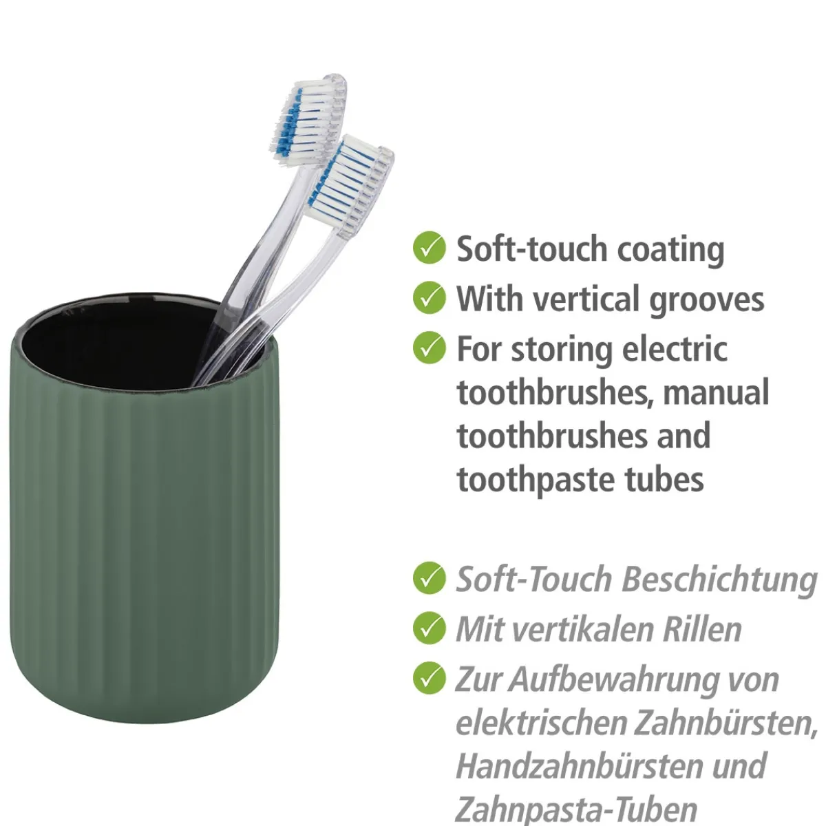 New Wenko Keramik Zahnputzbecher Mod. Bellunogruen