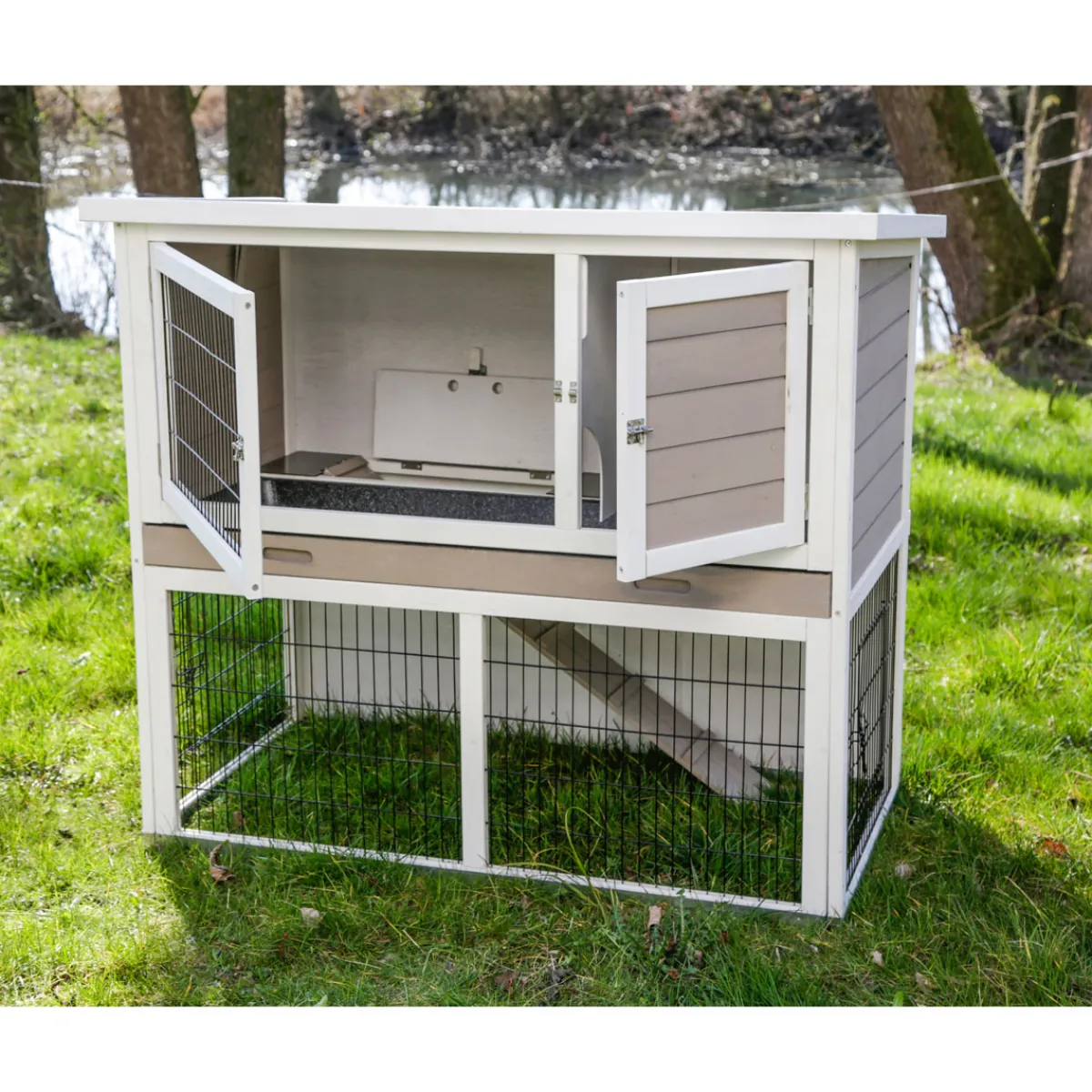 Best Kleintierstall Lucky 115 x 100 x 65 cm weiß-braun