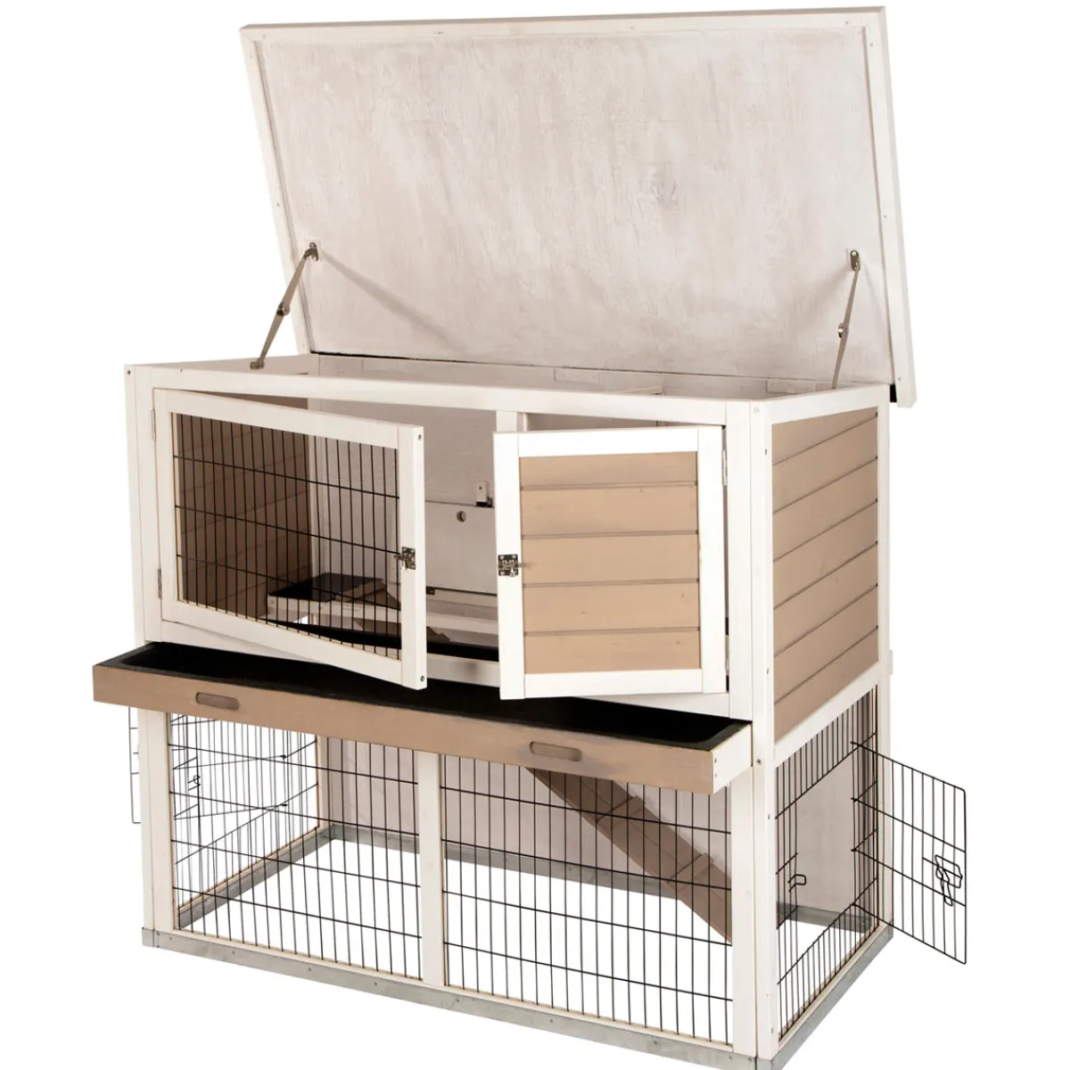Best Kleintierstall Lucky 115 x 100 x 65 cm weiß-braun