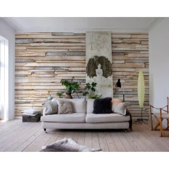 Sale Komar Papier-Fototapete Whitewashed Wood 368 x 254 cm