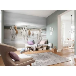 Sale Komar Papier-Fototapete White Horses 8-teilig 368 x 254 cm