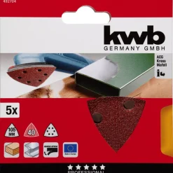 kwb Schleifdreiecke Quick Stick Holz und Metall 105 mm K40