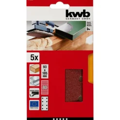 Best kwb Schleifstreifen Quick-Stick Holz und Metall 93 x 185 mm K80