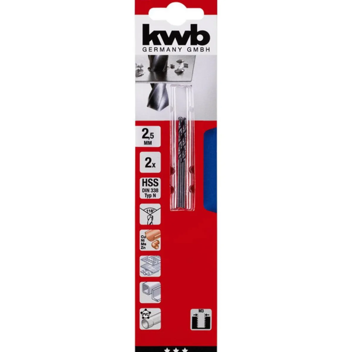 New kwb Spiralbohrer Durchmesser 2,5 mm