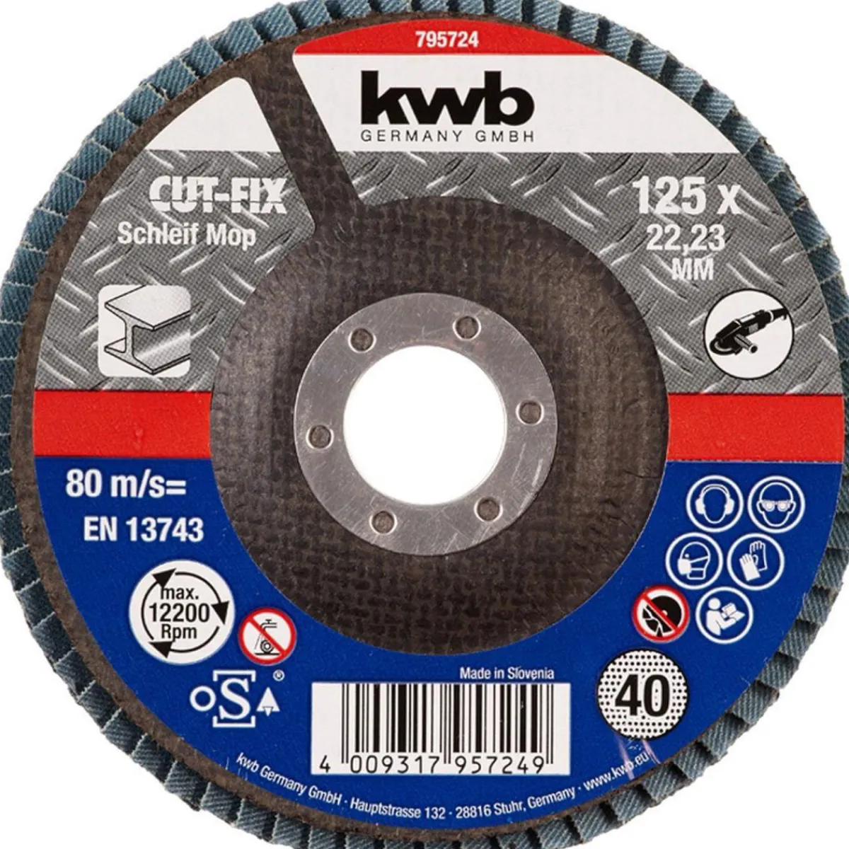 Outlet kwb Zirkon-Schleifmop Durchmesser 125 mm K40