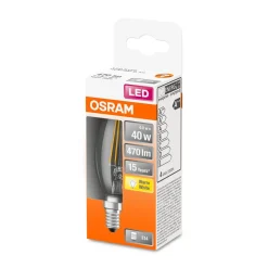 New Osram LED Kerze E14 470lm 2.700K 40 WErsatz warmweiss Filament klar