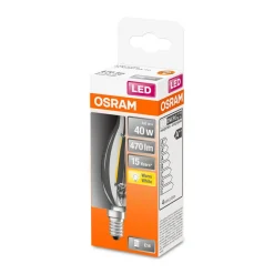 Clearance Osram LED Kerze windstoss E14 470lm 2.700K40 W Ersatz warmweiss Filament klar