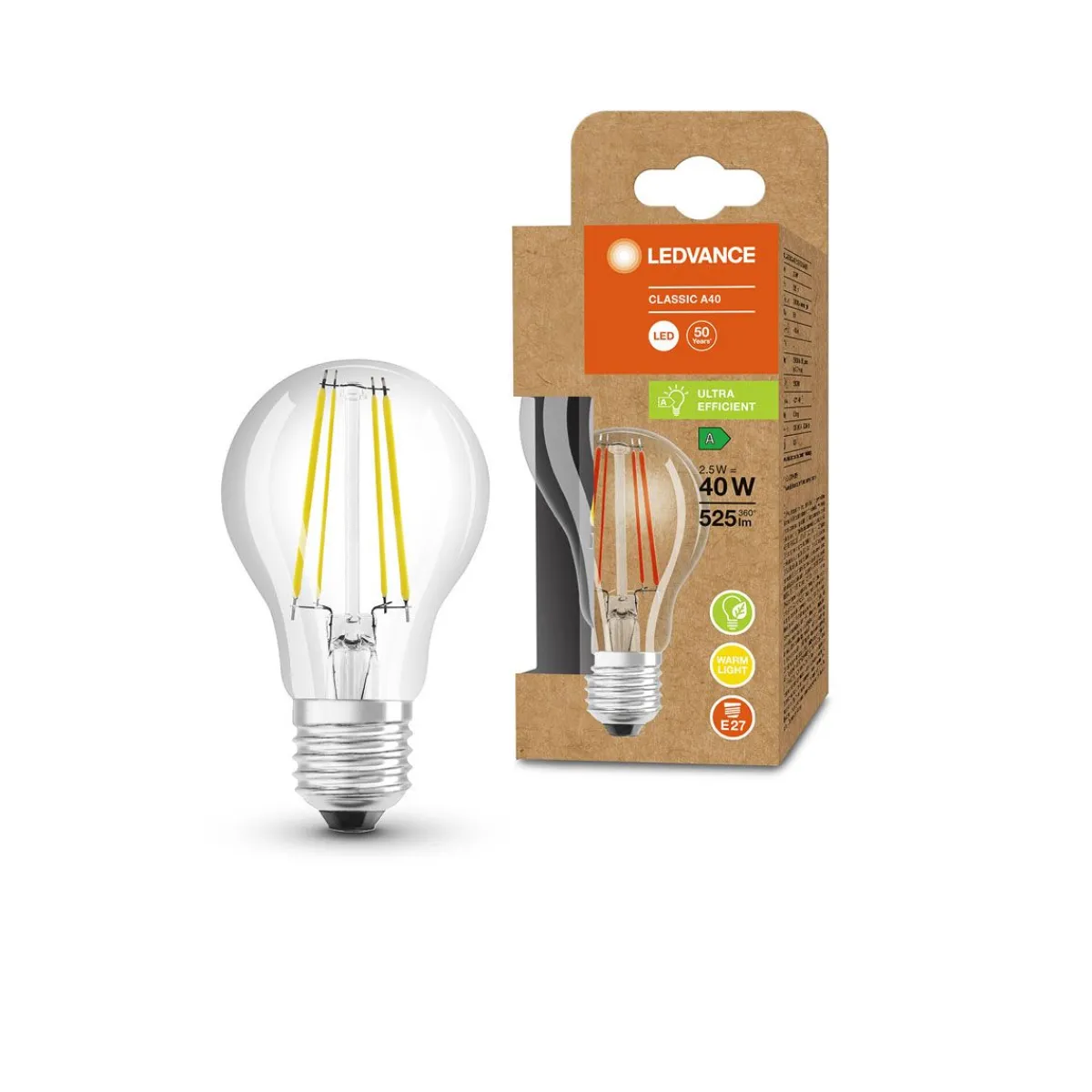 Osram LED-LM E27 CLA 0 - W Filament EEL A3000K E27 Warmweiss