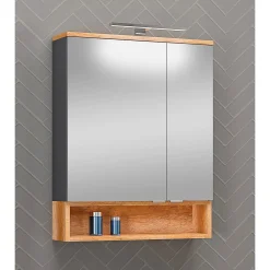 Outlet LED-Spiegelschrank Nelle anthrazit Eiche Country 60 cm