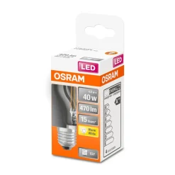 Osram LED Tropfen E27 470lm 2.700K 40 WErsatz warmweiss Filament klar