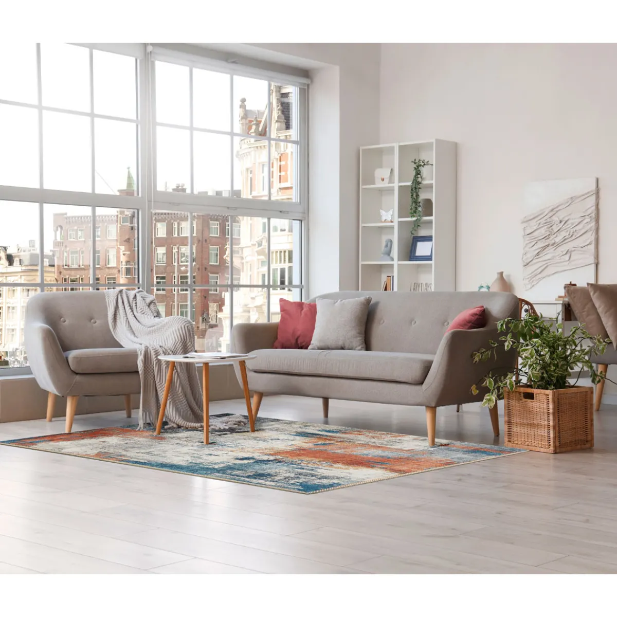 Hot Luxor living Teppich Polino 120x170 cm blau-koralle