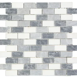 Online Mosaikfliese Nero Mix getrommelt 30,5 x 30,5 cm
