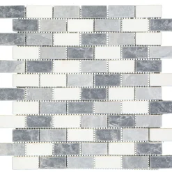Online Mosaikfliese Nero Mix getrommelt 30,5 x 30,5 cm