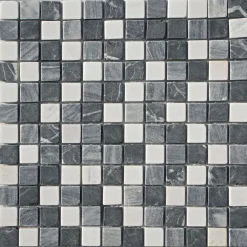 Online Mosaik Marmormatten 23/23 grau-weiß 30 x 30 x 0,8 cm