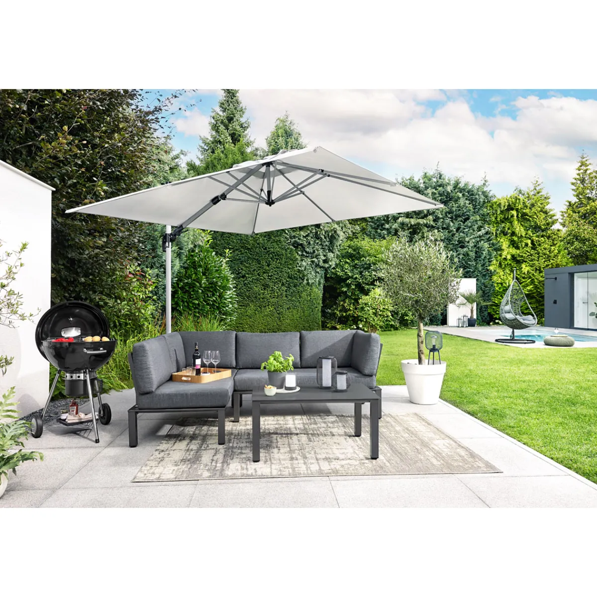 New MWH Lounge-Set Widoo, 3-teilig,Aluminium eisengrau