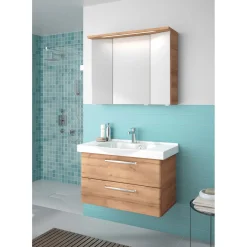 Outlet Pelipal Spiegelschrank Trentino Eiche inkl LED Leuchtmittel