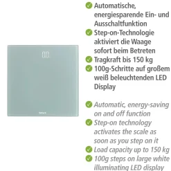 Clearance Wenko Personenwaage LED 30x30cm grau