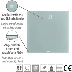 Clearance Wenko Personenwaage LED 30x30cm grau