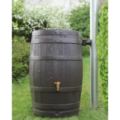 4rain Regenfass Vino mit Deckel 250 L braun