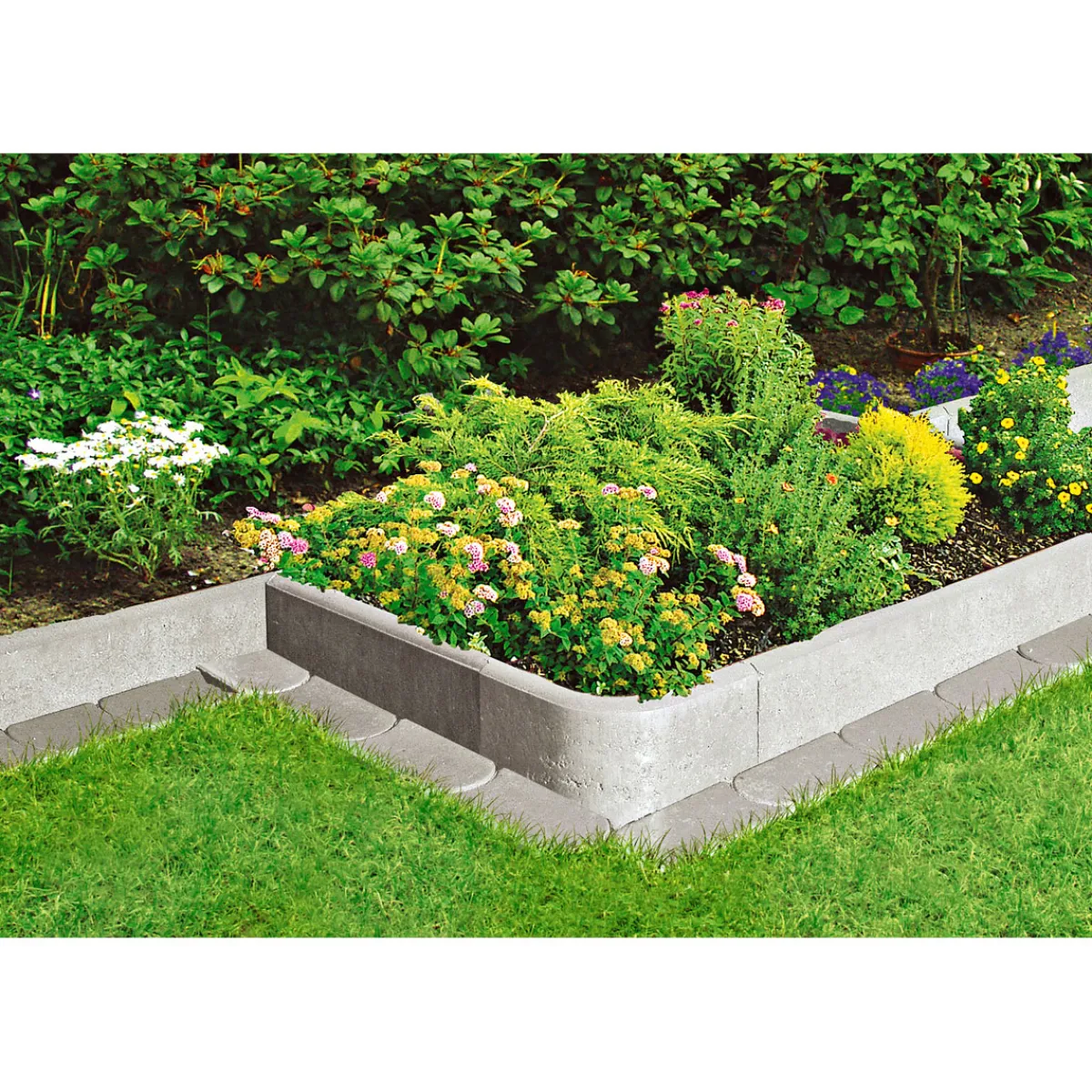 Outlet Lusit Rasenbord, grau mit Nut und Feder100x25x5 cm