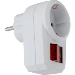 Outlet REV Ritter Steckdosenadapter mit Schalter 1fach Schutzkontakt weiß