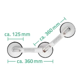 Clearance Ridder Winkel-Sauggriff mit 3 Saugern Premium 60 cm weiß