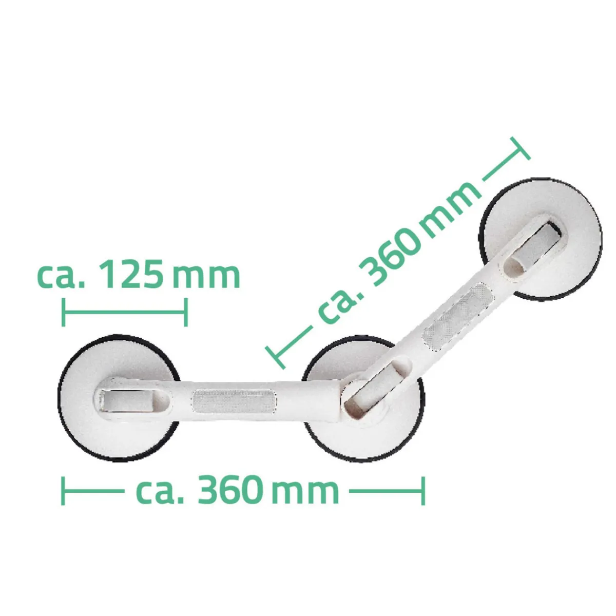 Clearance Ridder Winkel-Sauggriff mit 3 Saugern Premium 60 cm weiß