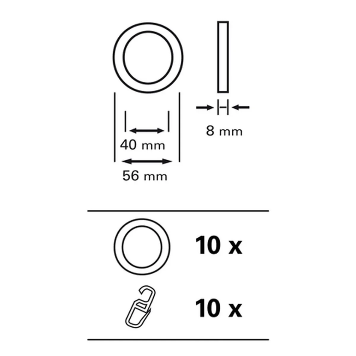 Discount Gardinia Ringe Kunststoff m. Haken Bifo 28mm weiß