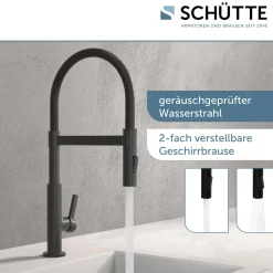 Hot Schütte Küchenarmatur Miami schwarz matt