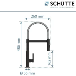 Outlet Schütte Spültischarmatur Miami schwarz matt Hochdruck ausziehbar
