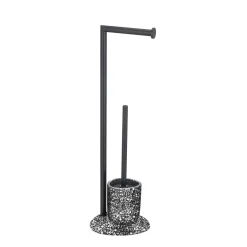Hot Wenko Stand WC-Garnitur Terrazzo, schwarz