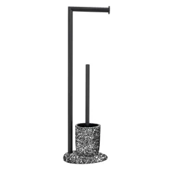 Hot Wenko Stand WC-Garnitur Terrazzo, schwarz
