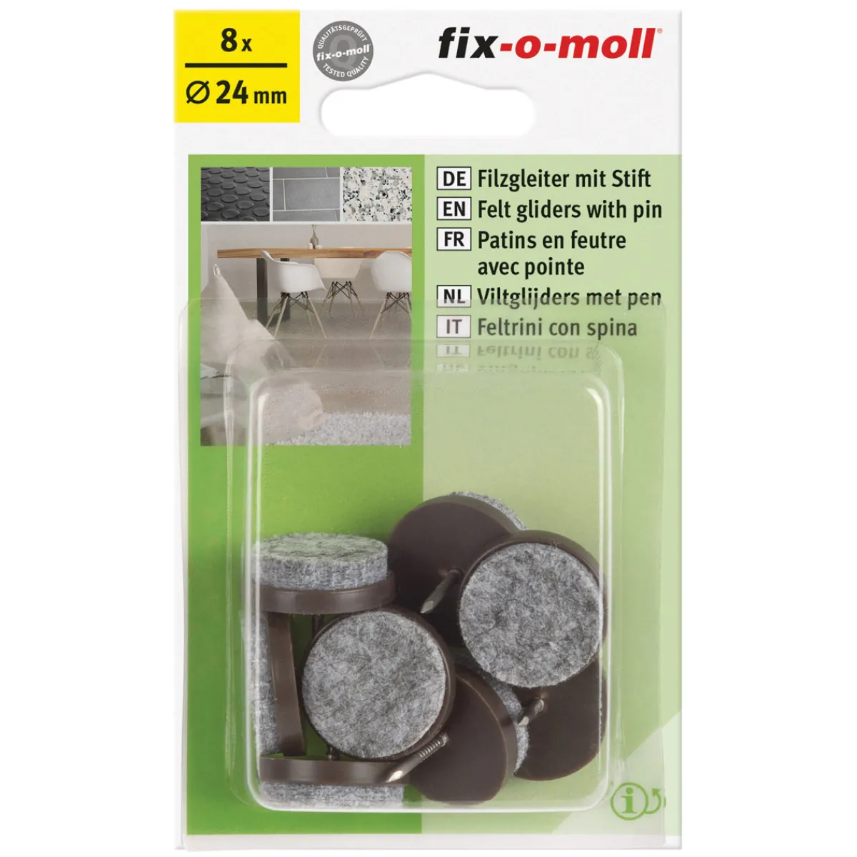 Best Suki Filzgleiter mit Stift Durchmesser ,4 cm braun 8 Stück