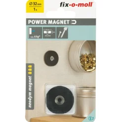Online Suki Magnet Neodym mit Senkbohrung Ø 32 x 6 mm, gummiert, schwarz