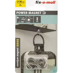 Best Suki Topfmagnet Neodym mit Schraubhaken M5 Ø 20 x 41 mm, silber