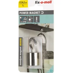 Online Suki Topfmagnet Neodym mit Schraubhaken M6 Ø 24,5 x 52 mm, silber