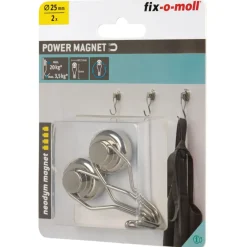 Online Suki Topfmagnet Neodym Ø 25 mm, mit drehbarem Haken 50 mm, silber