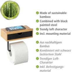 Discount Wenko Toilettenpapierhalter m. Ablage Bambusa