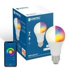 New Unitec WIFI LED-Leuchtmittel Smart E27 10W RGB CCT dimmbar