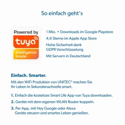 New Unitec WIFI LED-Leuchtmittel Smart E27 10W RGB CCT dimmbar