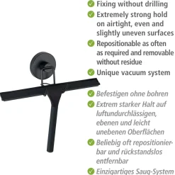 Clearance Wenko Vacuum-Loc Bad- u.Duschabzieher schwarz