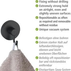 Hot Wenko Vacuum-Loc Hakenset schwarz 2tlg.