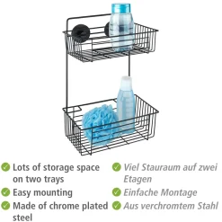 Sale Wenko Vacuum-Loc Wandregal 2 Eta. Bari schwarz