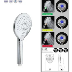 Discount Valblue LED-Handbrause mit Wasserverbrauchsanzeige u Farbwechsler 3 Strahlarten