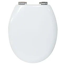 Valblue WC-Sitz Turin weiss, MDF-Holzkern, mit Absenkautomatik, Metallscharniere verchr.