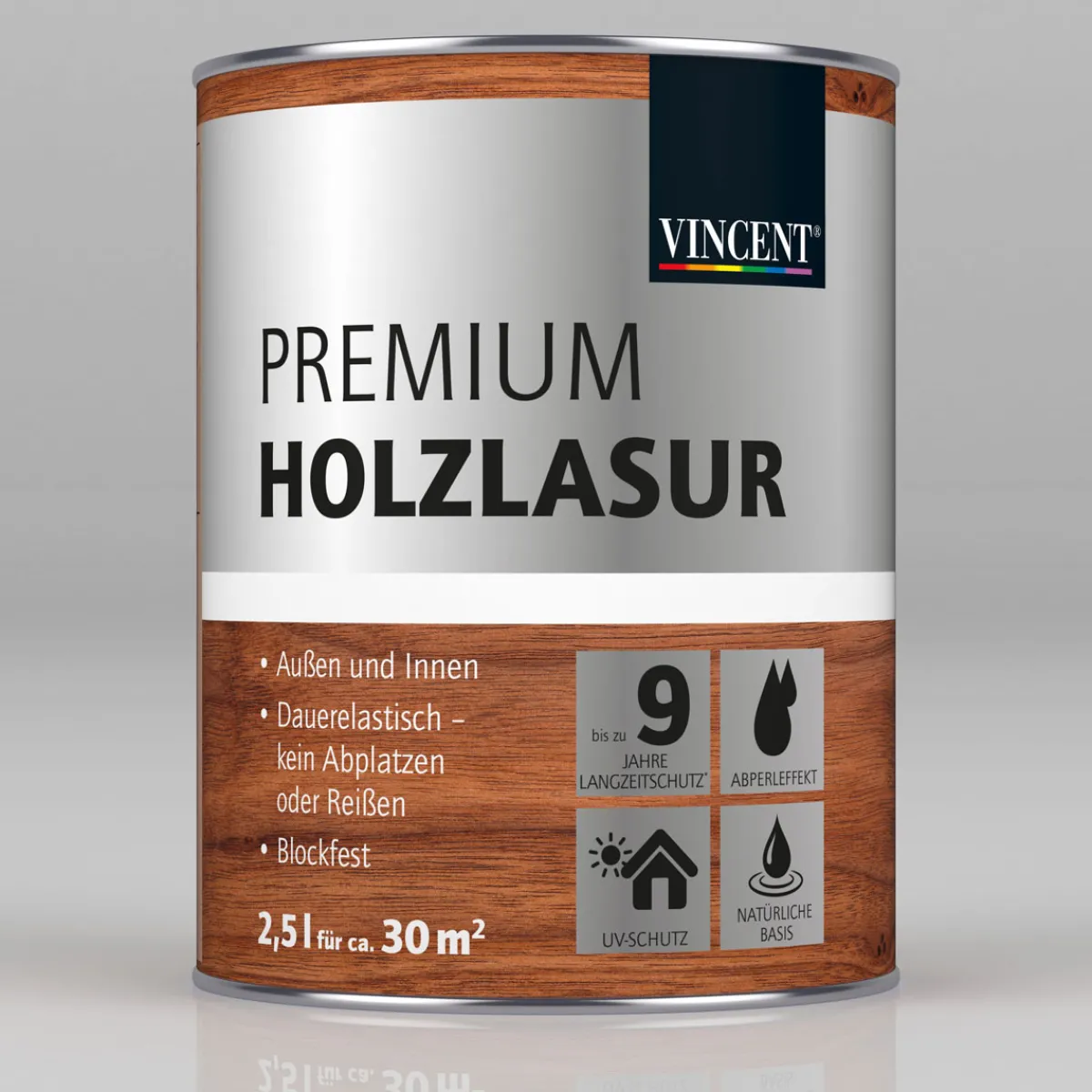 Clearance Vincent Premium Holzlasur Dunkelgrau L