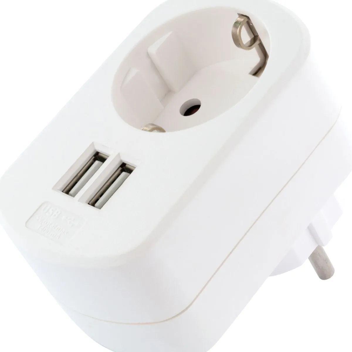 Outlet Schwaiger 230V Ladeadapter m. Steckd. 2xUSB 3.4Aweiss